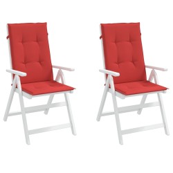 Coussins de chaise de jardin dossier haut lot de 2 rouge tissu 