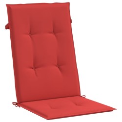 Coussins de chaise de jardin dossier haut lot de 2 rouge tissu 
