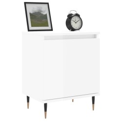 Table de chevet blanc brillant 40x30x50 cm bois d’ingénierie 