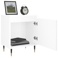 Table de chevet blanc brillant 40x30x50 cm bois d’ingénierie 