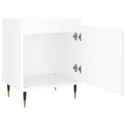 Table de chevet blanc brillant 40x30x50 cm bois d’ingénierie 