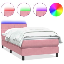 Sommier à lattes de lit avec matelas rose 80x210 cm velours 