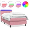 Sommier à lattes de lit avec matelas rose 80x210 cm velours 