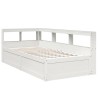 Lit bibliothèque sans matelas blanc 90x200cm bois de pin massif 