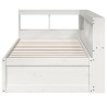 Lit bibliothèque sans matelas blanc 90x200cm bois de pin massif 