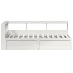 Lit bibliothèque sans matelas blanc 90x200cm bois de pin massif 