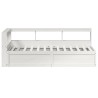Lit bibliothèque sans matelas blanc 90x200cm bois de pin massif 