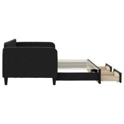Lit de jour avec gigogne et tiroirs sans matelas noir 90x200 cm 