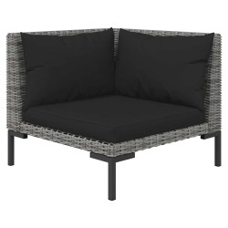 Salon de jardin 3 pcs Gris foncé Résine tressée demi-ronde 