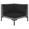 Salon de jardin 3 pcs Gris foncé Résine tressée demi-ronde 
