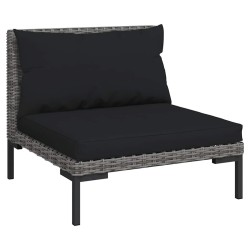 Salon de jardin 3 pcs Gris foncé Résine tressée demi-ronde 