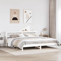 Cadre de lit sans matelas blanc 200x200 cm bois massif de pin 