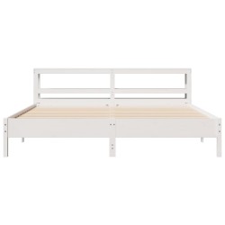 Cadre de lit sans matelas blanc 200x200 cm bois massif de pin 