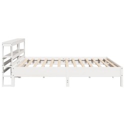 Cadre de lit sans matelas blanc 200x200 cm bois massif de pin 