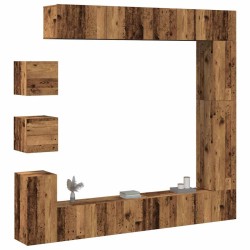Ensemble de meuble TV mural 9 pcs vieux bois bois d'ingénierie 