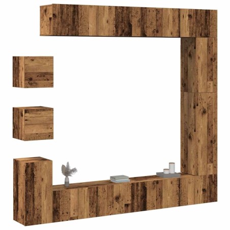 Ensemble de meuble TV mural 9 pcs vieux bois bois d'ingénierie 