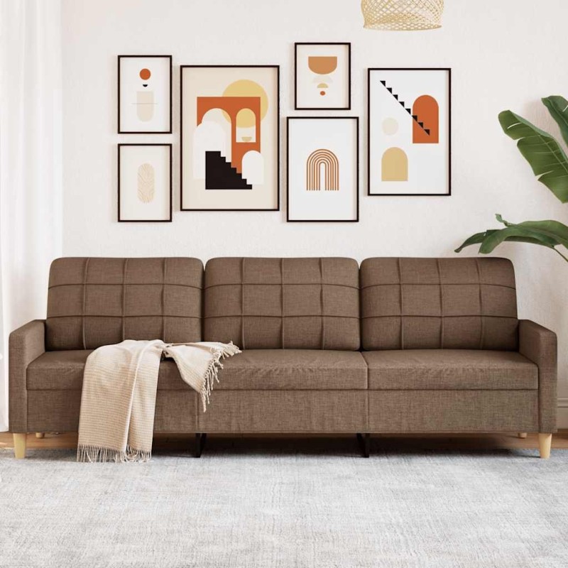 Canapé à 3 places Marron 210 cm Tissu 