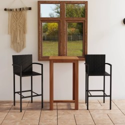 Ensemble de bar de jardin 3 pcs Noir 