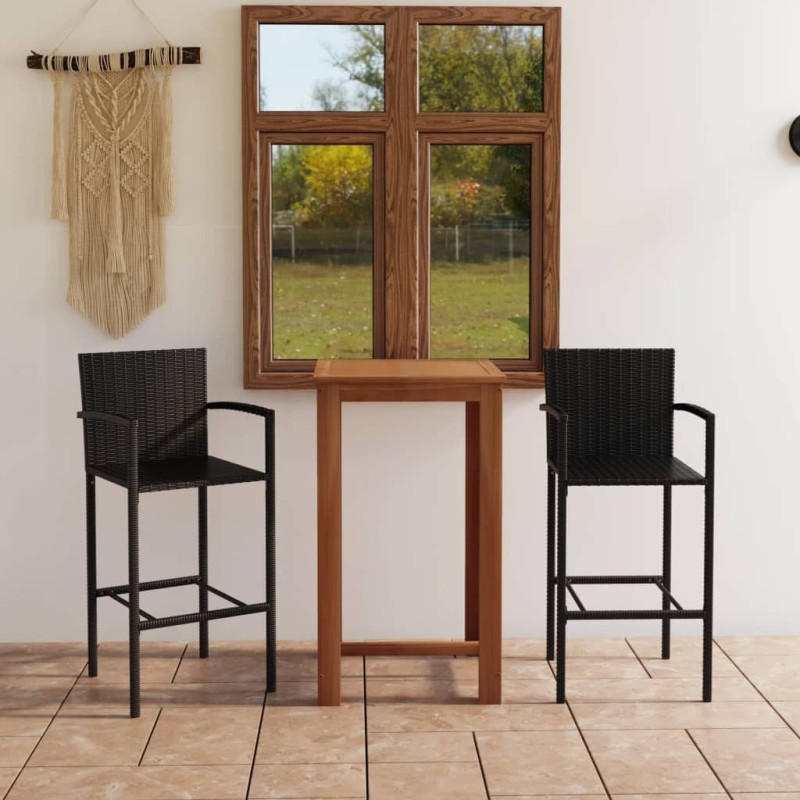 Ensemble de bar de jardin 3 pcs Noir Ensemble de bar de jardin 3 pcs Noir