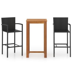 Ensemble de bar de jardin 3 pcs Noir 