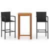 Ensemble de bar de jardin 3 pcs Noir 