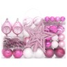 Ensemble de boules de Noël 108 pcs Blanc et rose 