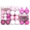 Ensemble de boules de Noël 108 pcs Blanc et rose 