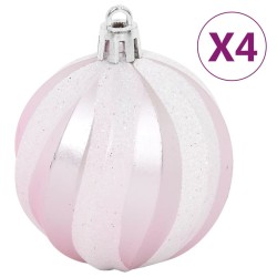Ensemble de boules de Noël 108 pcs Blanc et rose 