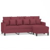 Canapé à 3 places avec repose-pieds Rouge bordeaux 180 cm Tissu 