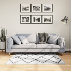 Tapis shaggy à poils longs moderne crème et noir 120x170 cm 