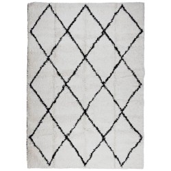 Tapis shaggy à poils longs moderne crème et noir 120x170 cm 