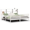Lit bibliothèque sans matelas blanc 200x200 cm bois pin massif 