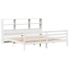 Lit bibliothèque sans matelas blanc 200x200 cm bois pin massif 