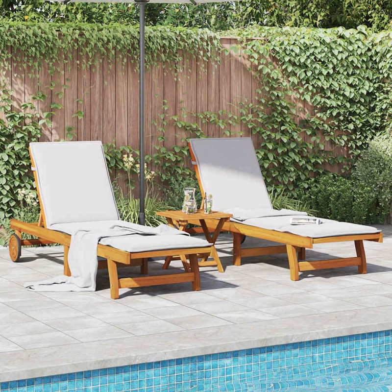 Chaises longues lot de 2 Bois d'acacia solide 