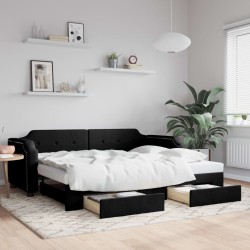 Lit de jour avec gigogne et tiroirs sans matelas noir 80x200 cm 
