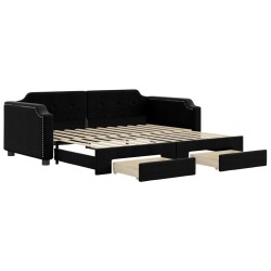 Lit de jour avec gigogne et tiroirs sans matelas noir 80x200 cm 