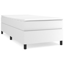 Sommier à lattes de lit avec matelas Blanc 90x190 cm Similicuir 