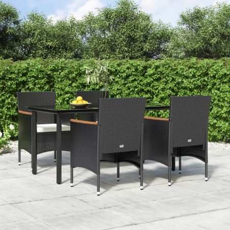 Ensemble à manger de jardin avec coussins 5 pcs Noir 