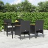 Ensemble à manger de jardin avec coussins 5 pcs Noir 