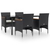 Ensemble à manger de jardin avec coussins 5 pcs Noir 