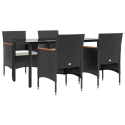 Ensemble à manger de jardin avec coussins 5 pcs Noir 
