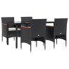 Ensemble à manger de jardin avec coussins 5 pcs Noir 