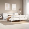 Lit bibliothèque sans matelas blanc 200x200 cm bois pin massif 