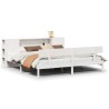 Lit bibliothèque sans matelas blanc 200x200 cm bois pin massif 