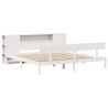 Lit bibliothèque sans matelas blanc 200x200 cm bois pin massif 