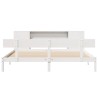 Lit bibliothèque sans matelas blanc 200x200 cm bois pin massif 