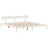 Lit bibliothèque sans matelas blanc 200x200 cm bois pin massif 