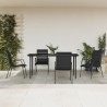 Ensemble à manger de jardin 5 pcs noir textilène et acier 