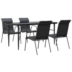 Ensemble à manger de jardin 5 pcs noir textilène et acier 