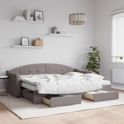 Lit de jour avec gigogne et tiroirs sans matelas taupe 80x200cm 